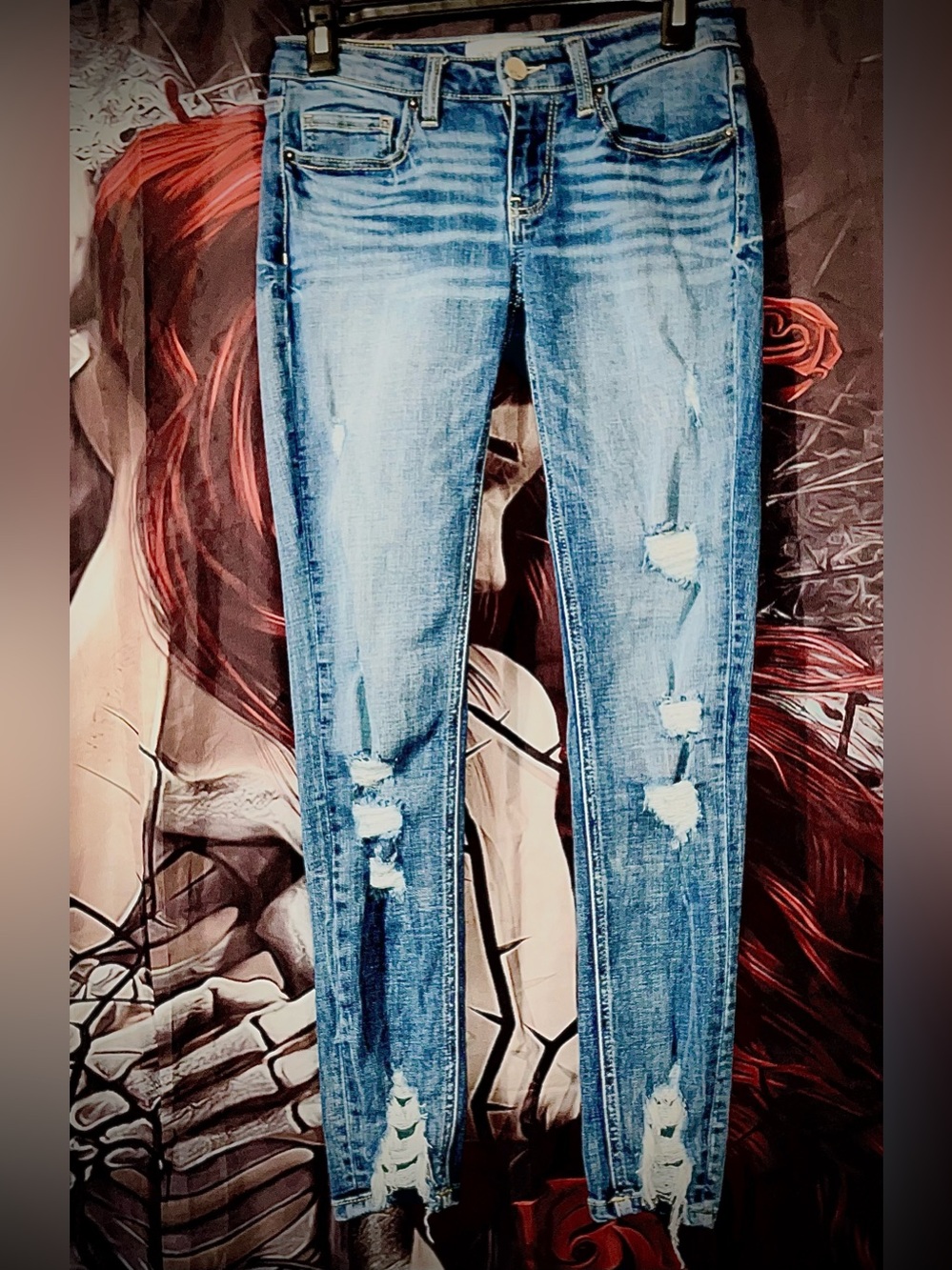 BKE Stella Distressed Slim fit Low Rise ankle tall Jeans